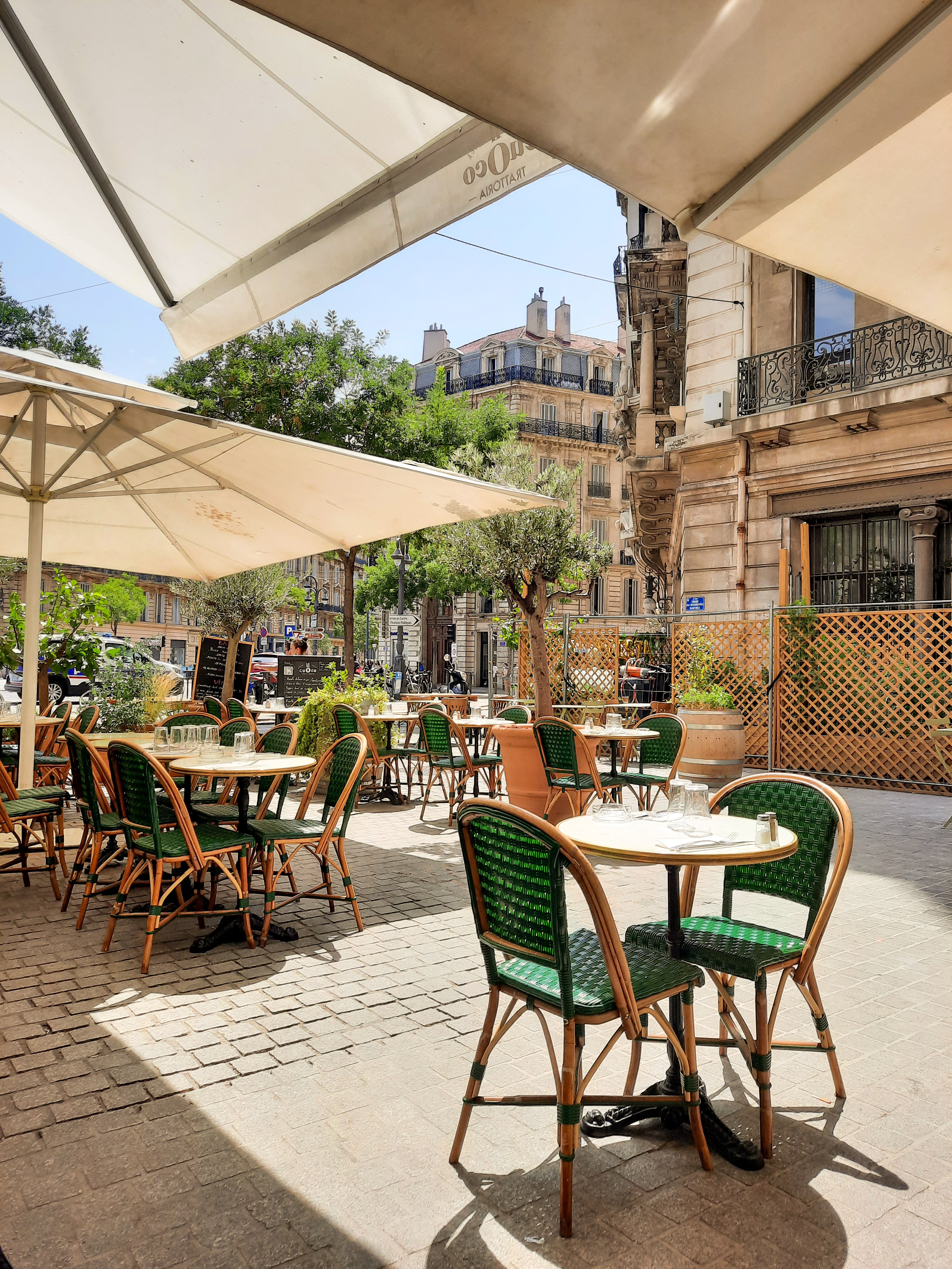 Sunny restaurant terrace