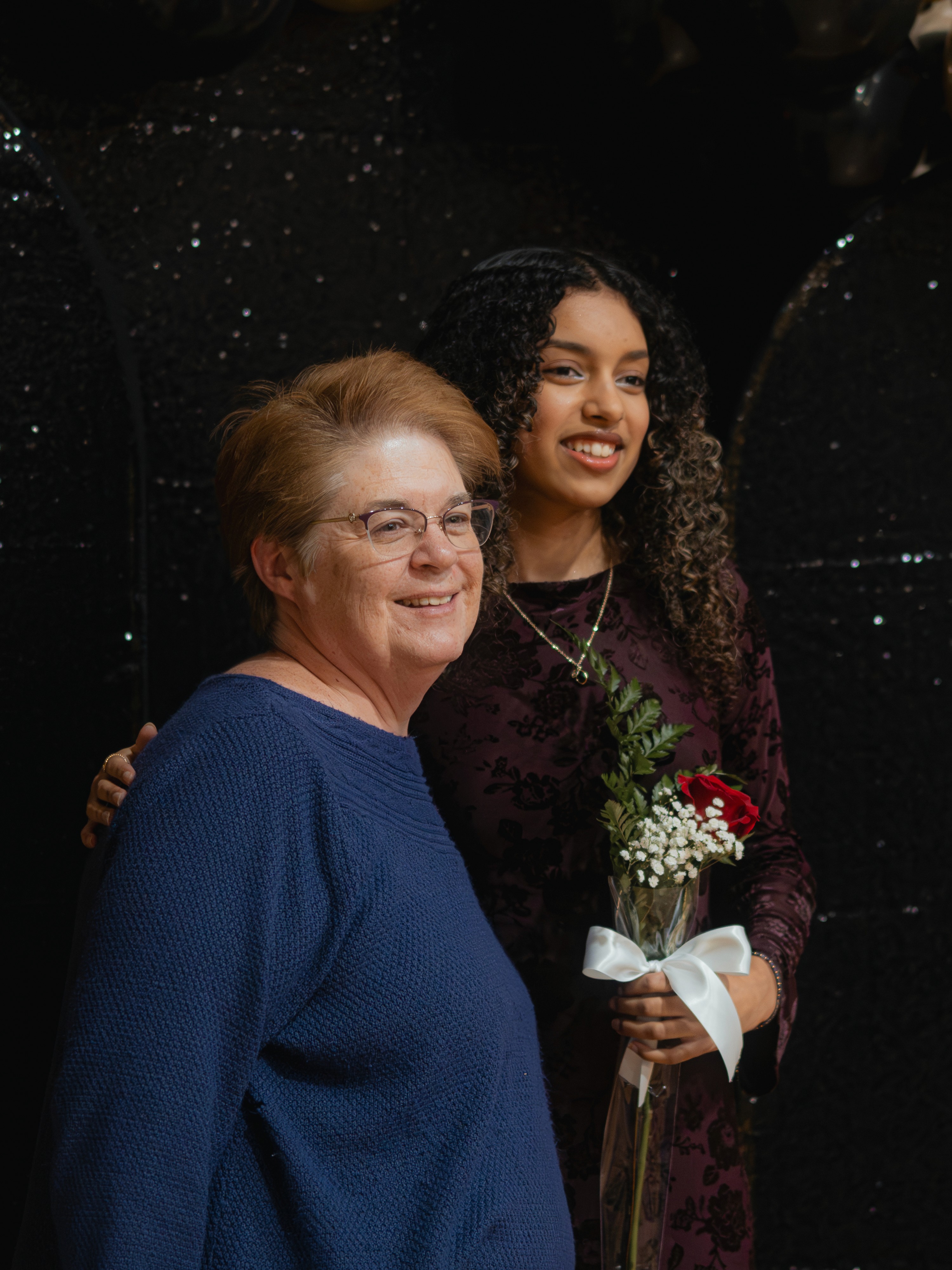 A student getting a singing telegram on Valentines Day