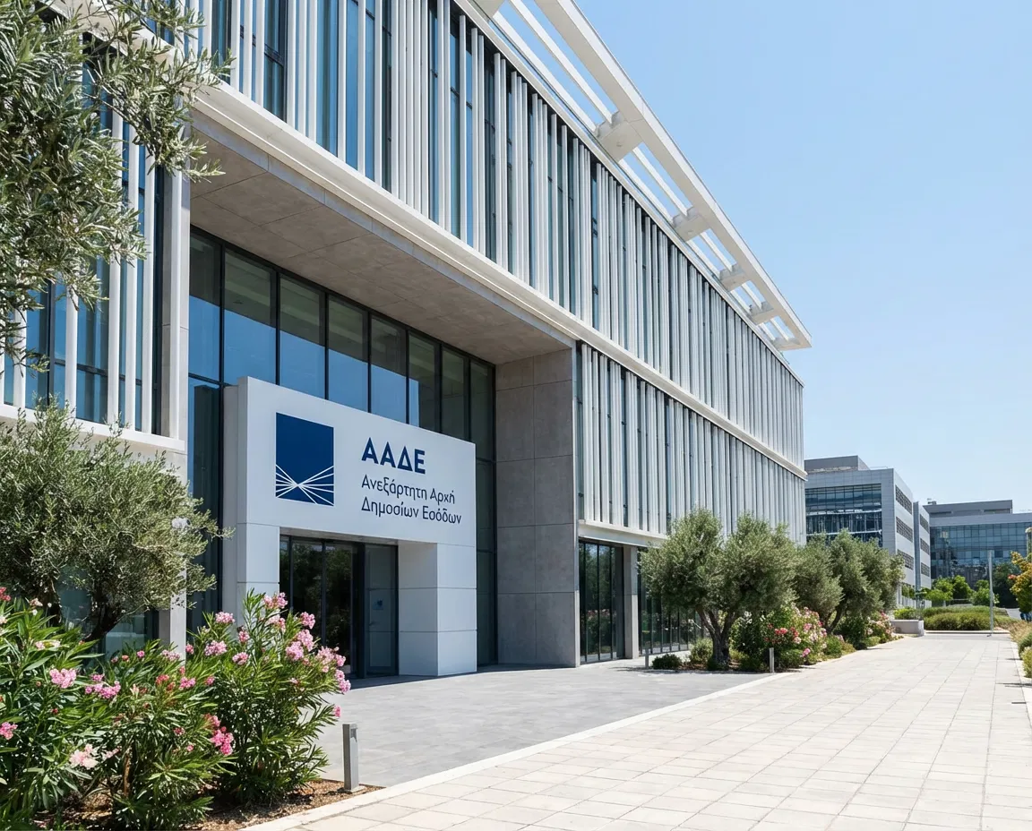 Exterior view of the Greek Independent Authority for Public Revenue AADE building