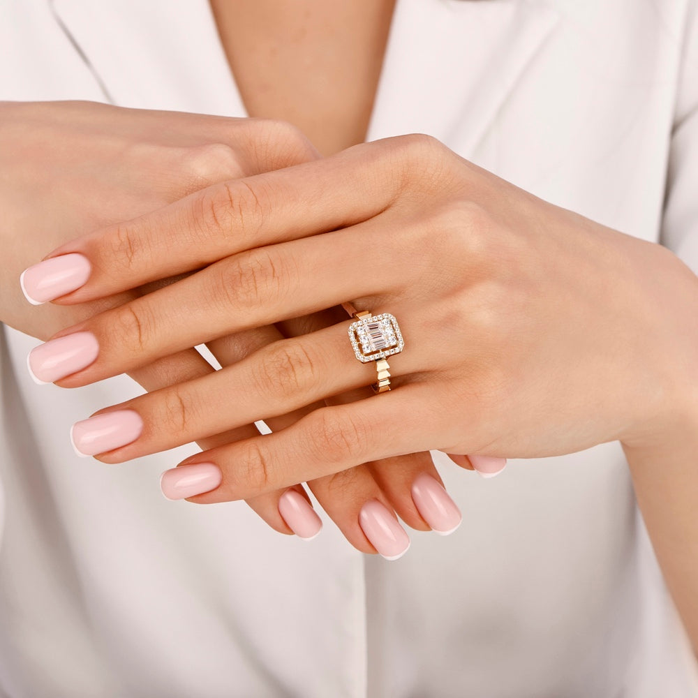 Baget Taşlı 14 Ayar Altın Yüzük Assos Pırlanta Tasarımı