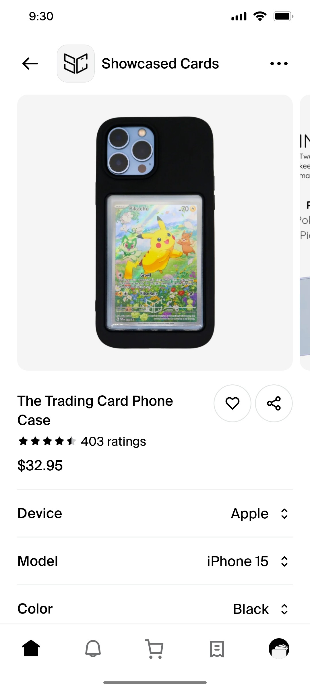 Shop App Showcased Cards Screen
