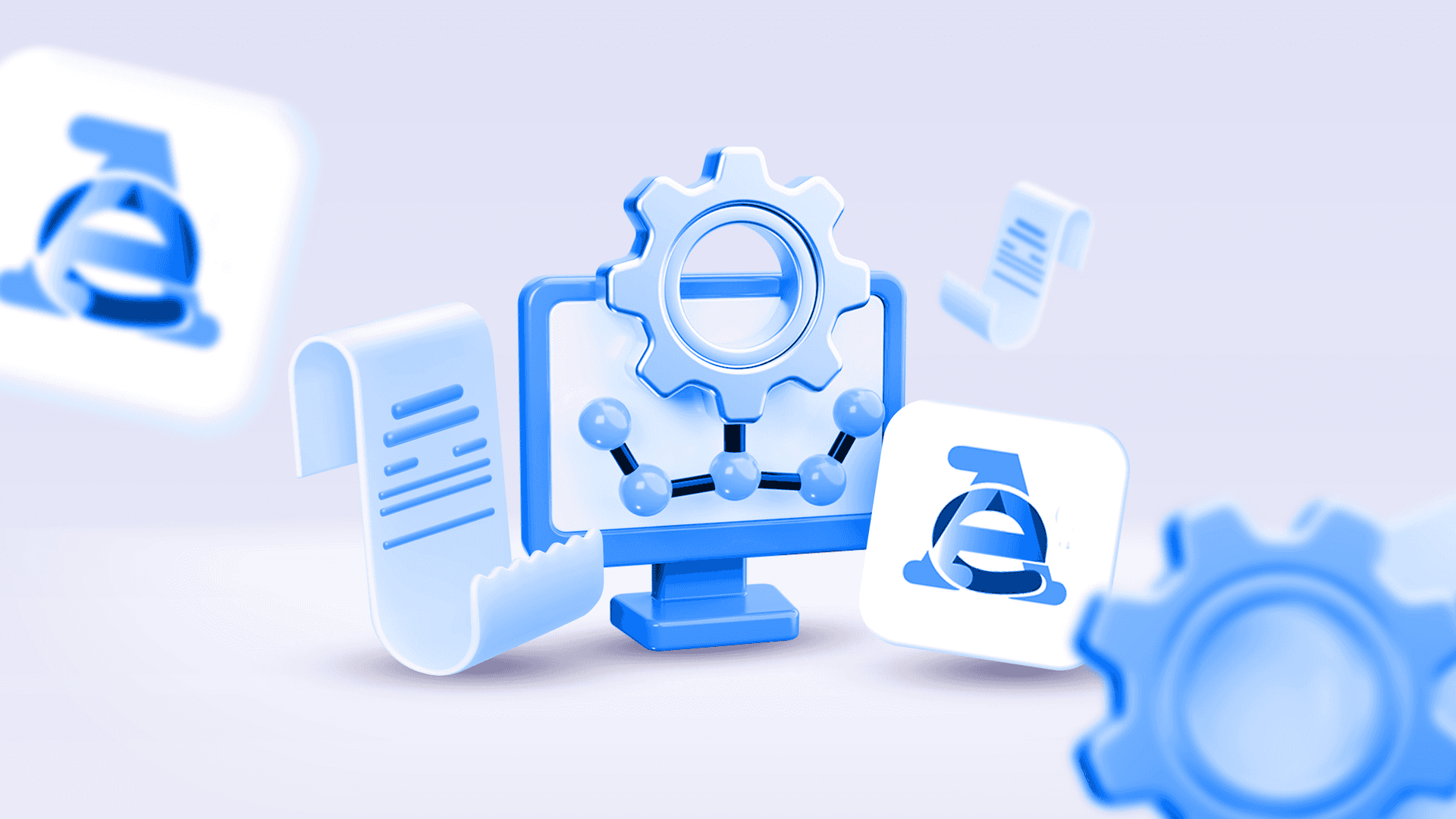 icona desktop in 3d con scontrino, ingranaggi e logo dell'Agenzia delle Entrate