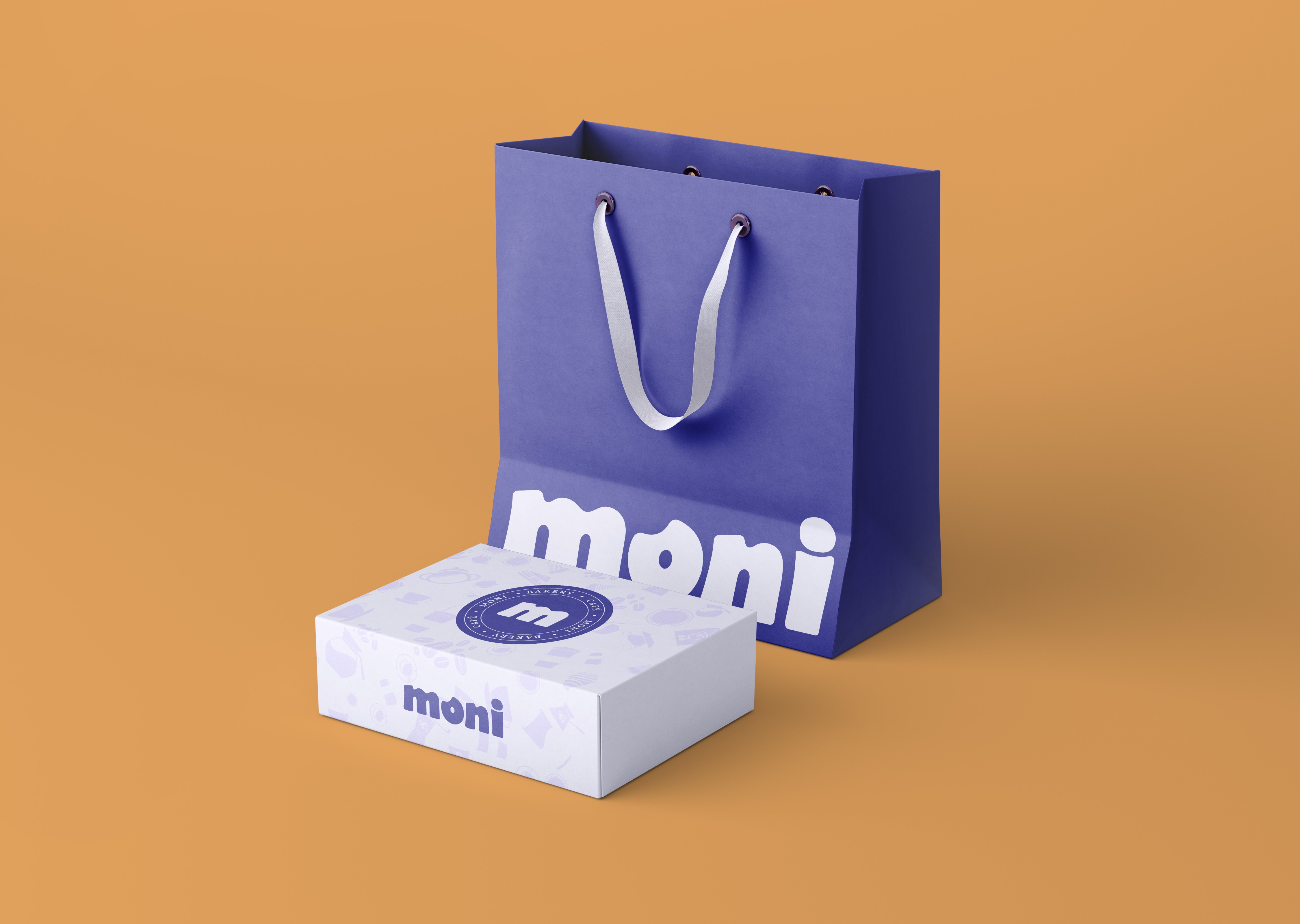 Cafe And Bakery Big Branded Pastry Box With Gift Bag, Moni