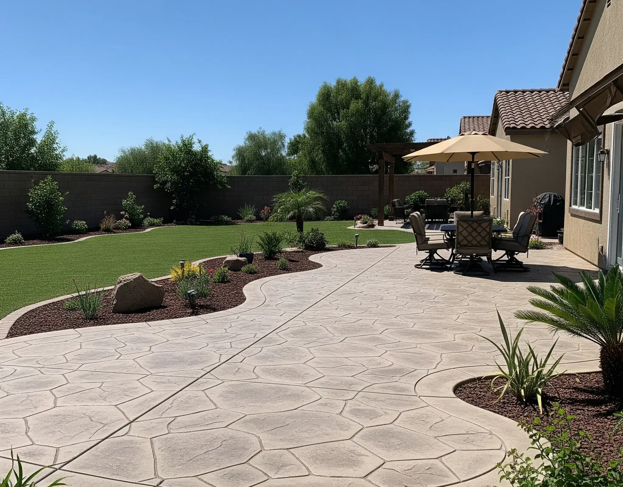 Decorative concrete in Menifee stamped concrete patio