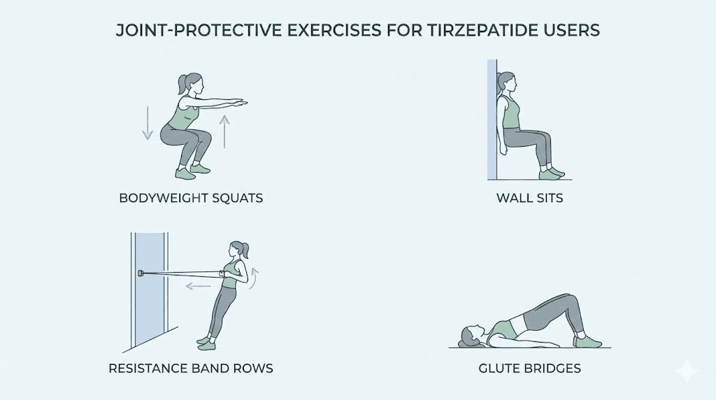 Joint protective exercises for people taking tirzepatide for weight loss