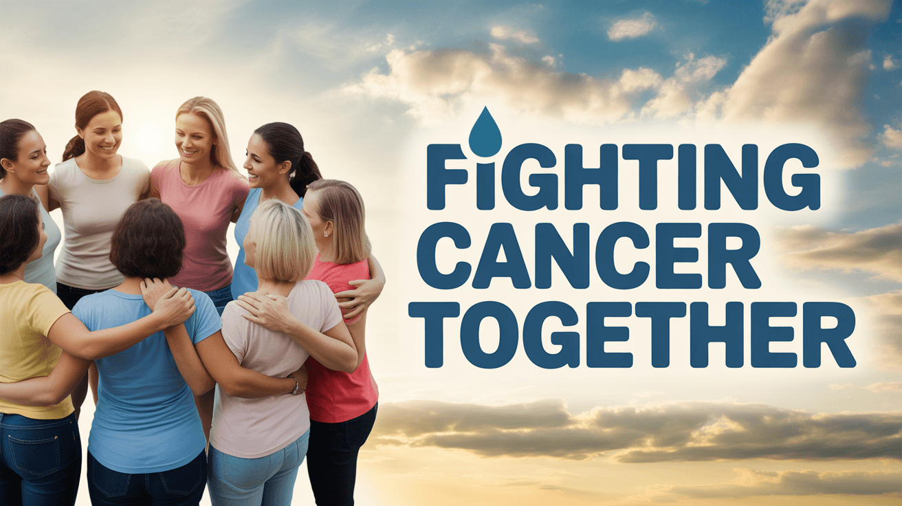 A group of a womems  are together and all of her hands on every shoulder