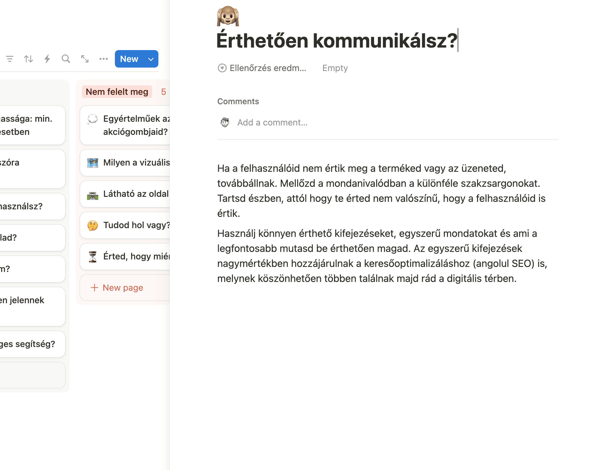 A weboldalakon található érthető kommunikáció szemléltetése UX szemmel.