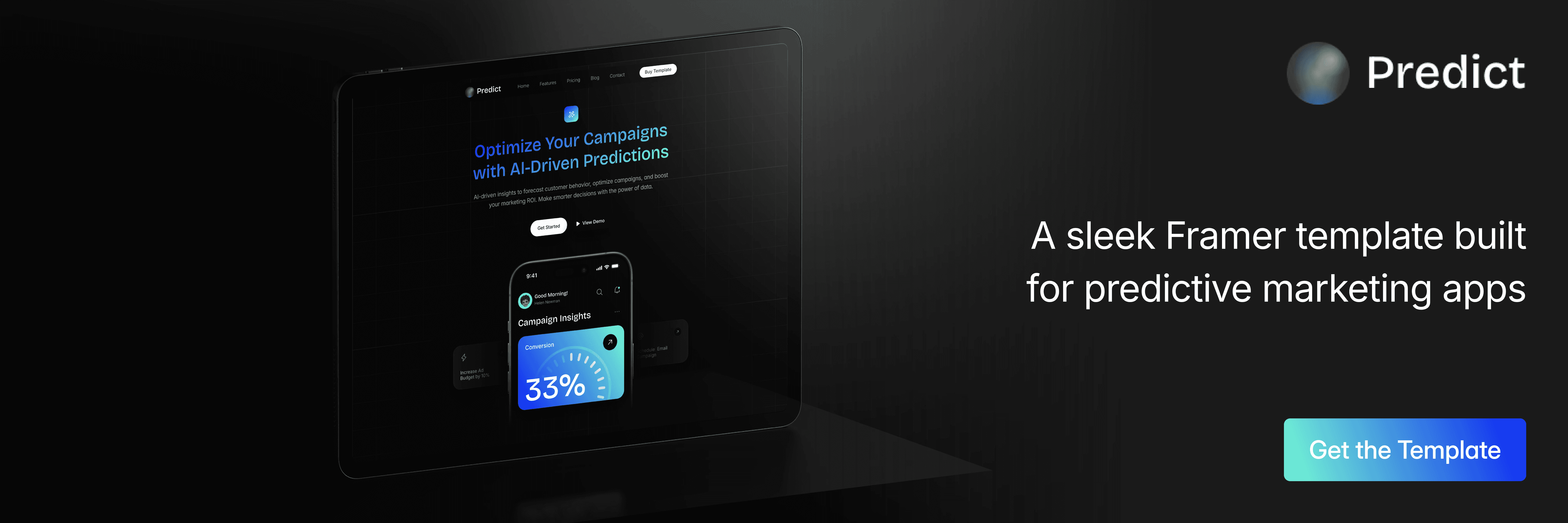 A sleek Framer template built for predictive marketing apps