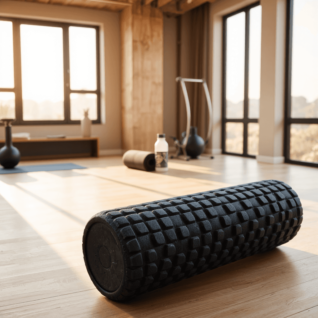 product photography of a textured grip handle for tools or sports equipment