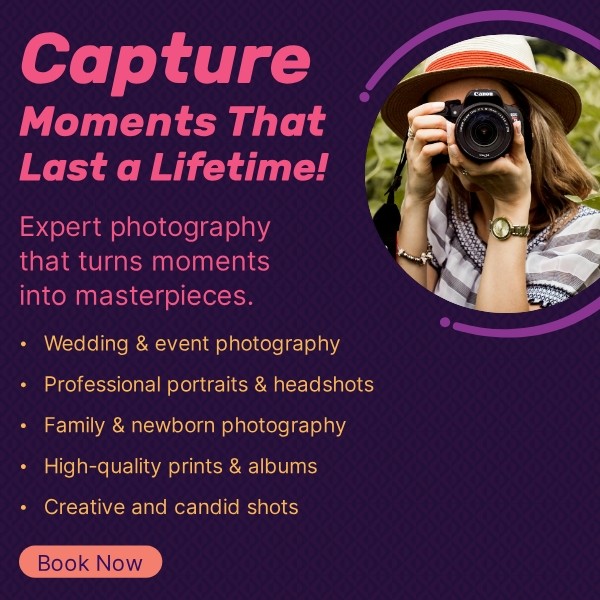 Instant banner design for Photography studios generated with Sivi AI