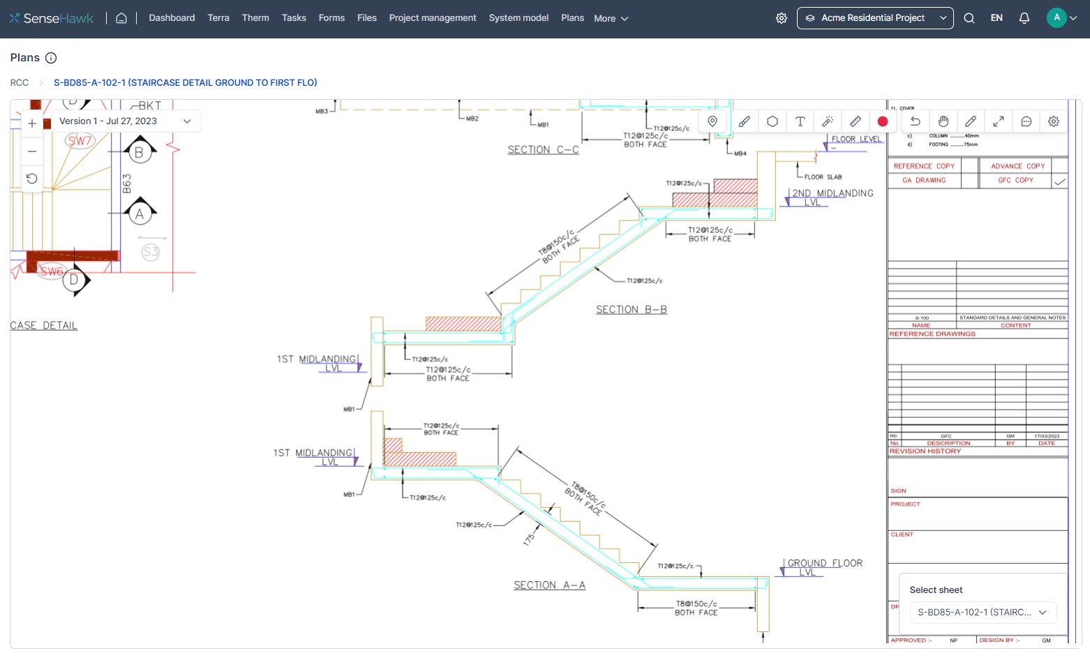 Plan view of your construction project that you can annotate, update and share on TaskMapper.