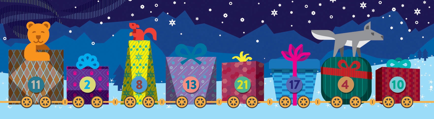 Illustration of a christmas train. Simplified vector illustration part 2