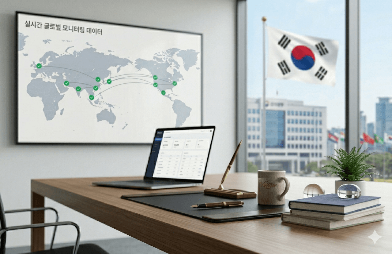 Laptop with data charts and a global map, representing AI-powered brand protection.