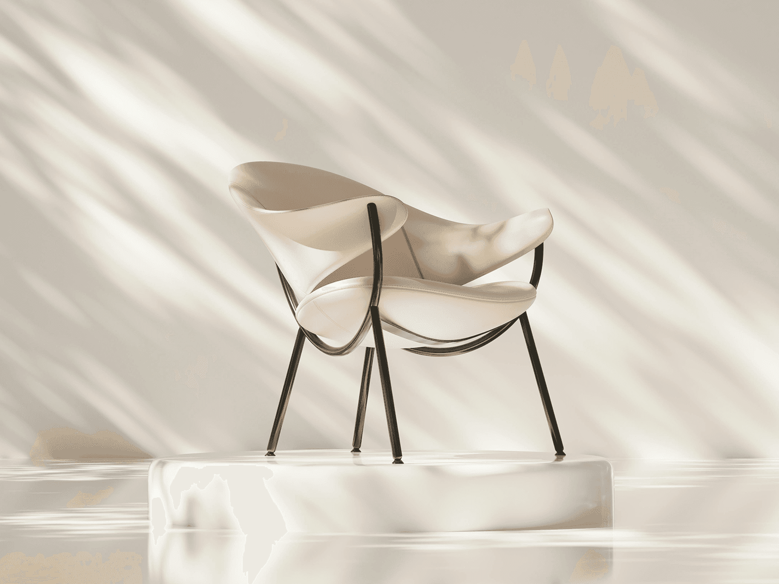 High-quality chair rendering with lighting for essential design