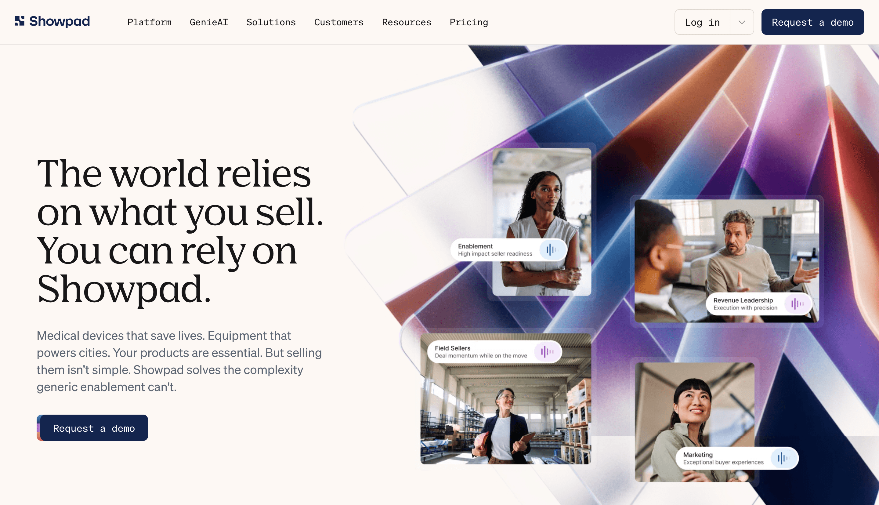 Showpad landing page