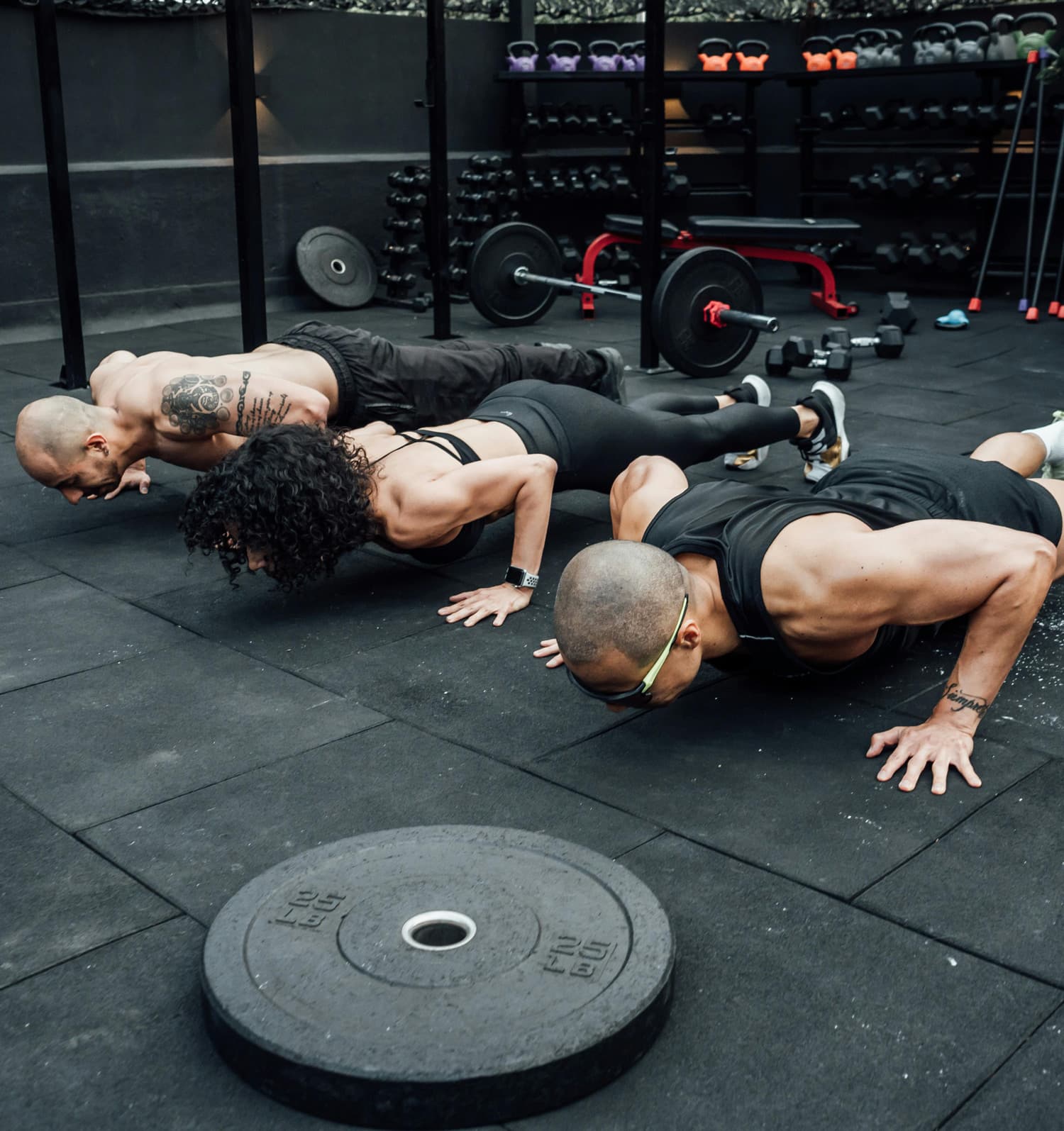 a man and woman exercising