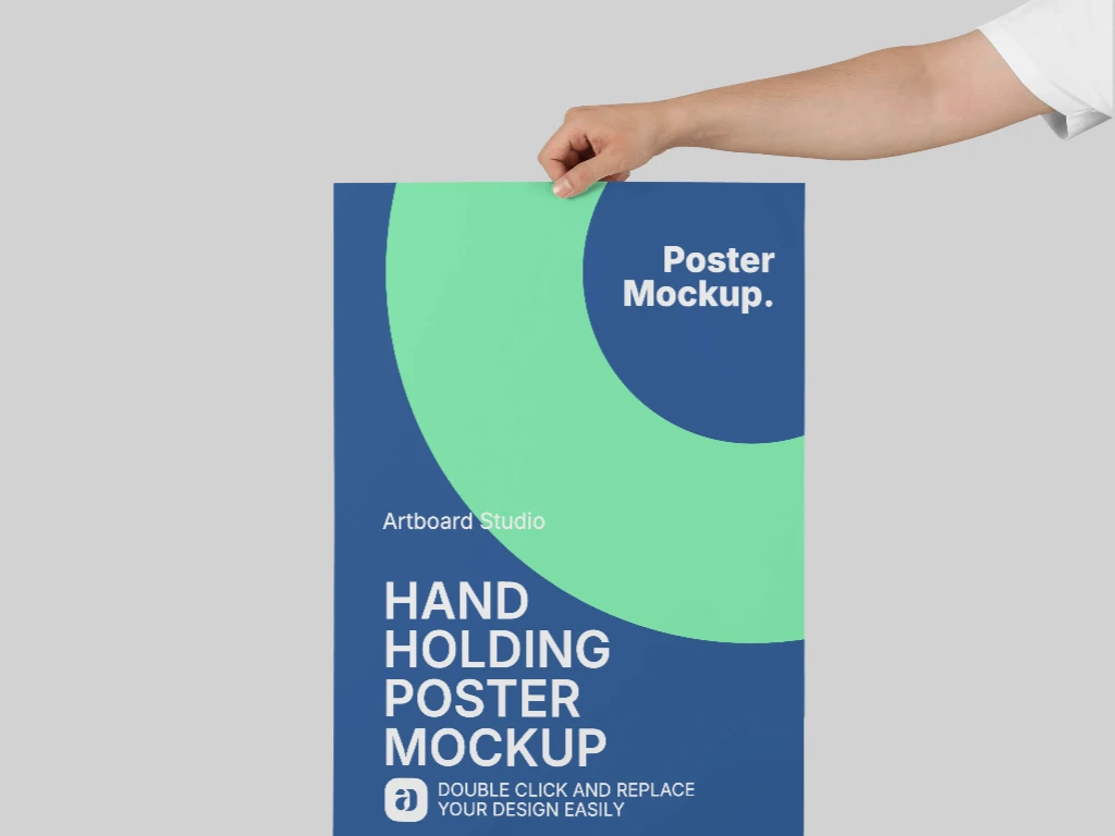 Hand holding poster mockup