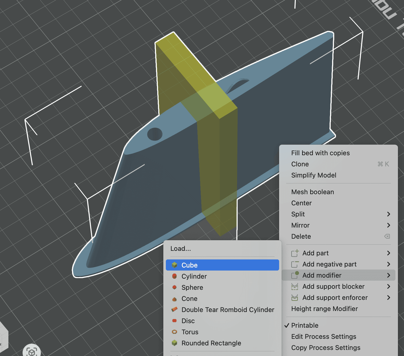 Right-click menu showing Add Modifier option