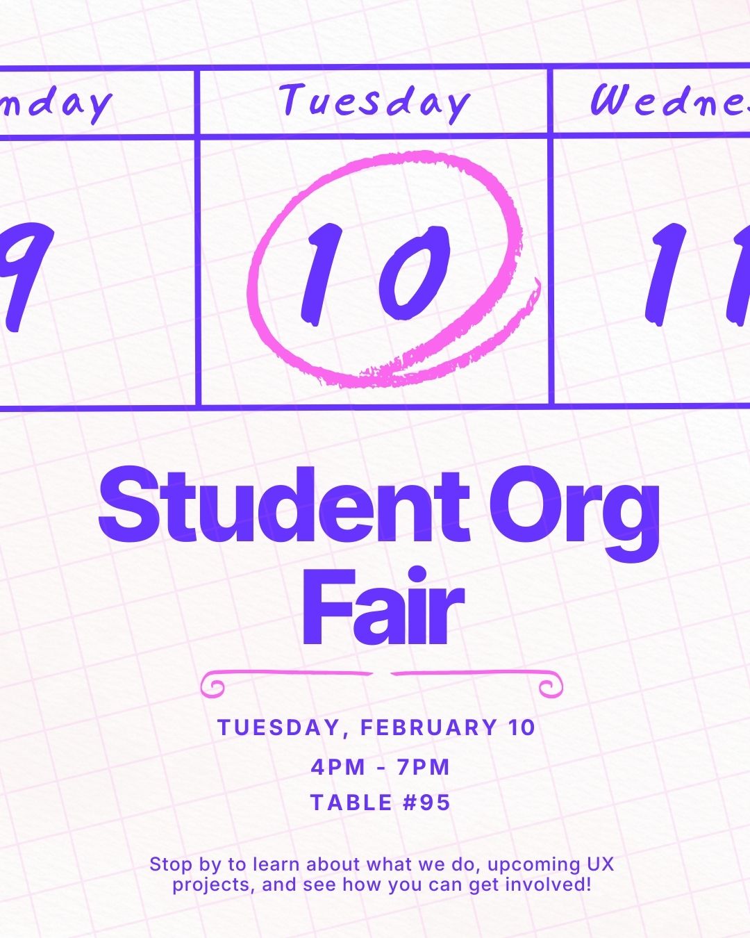 Student Org Fair Infographic 2/10 4-7 pm Kohl Center Table #95