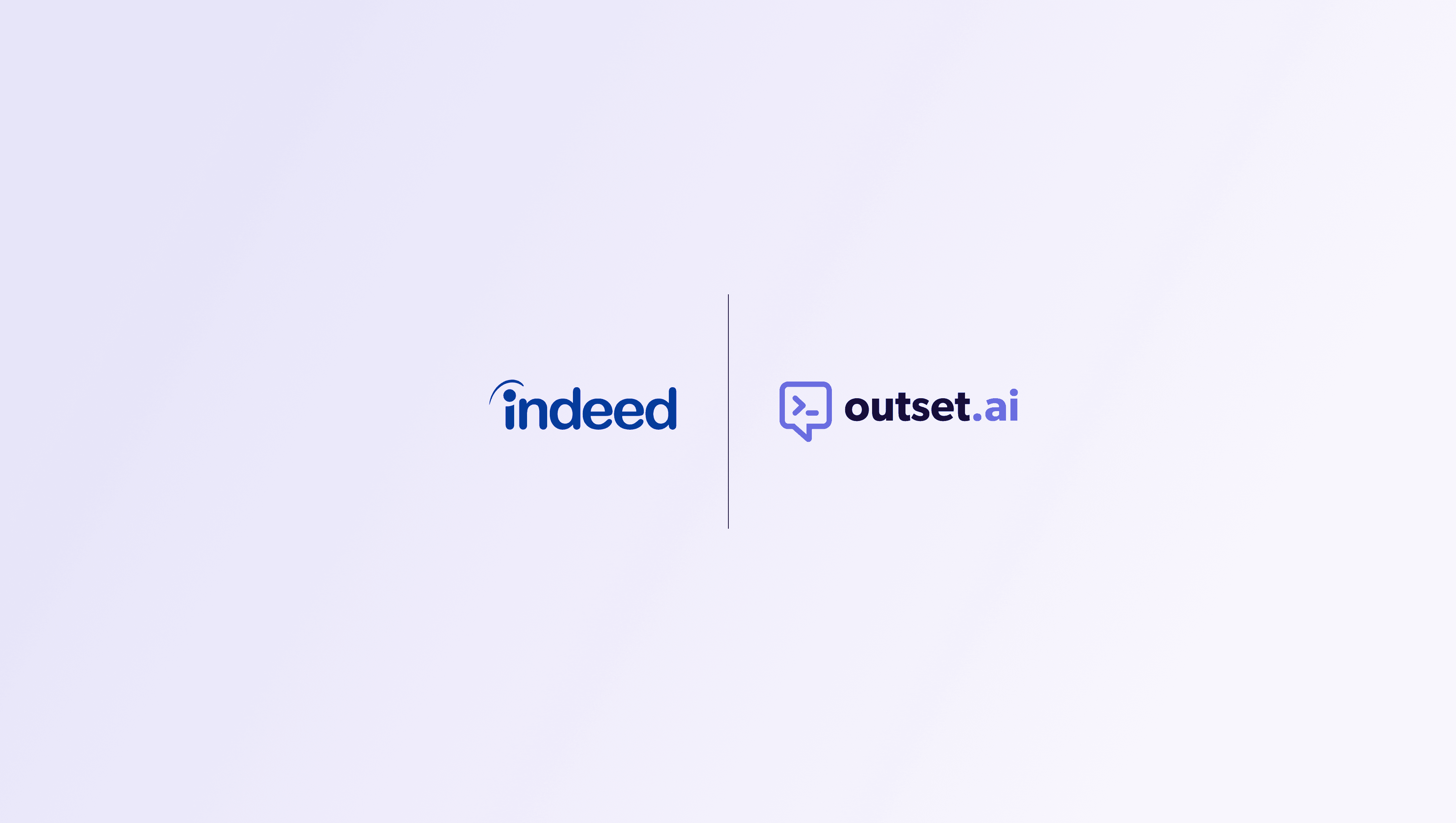 Indeed logo next to the Outset logo on a gradient background