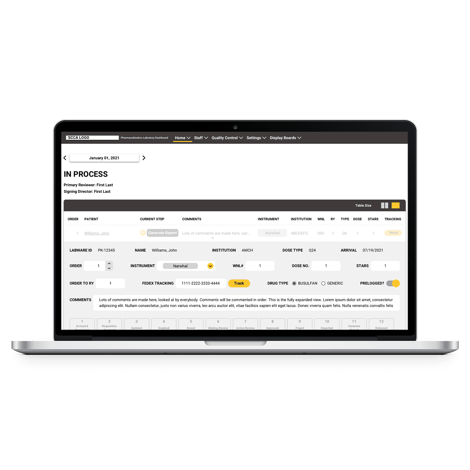 SCCA Final 1: View of main dashboard