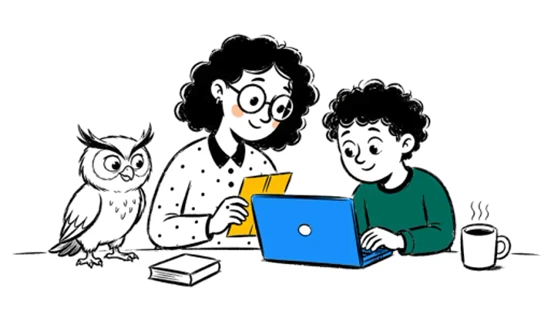Profesor particular explicando una lección