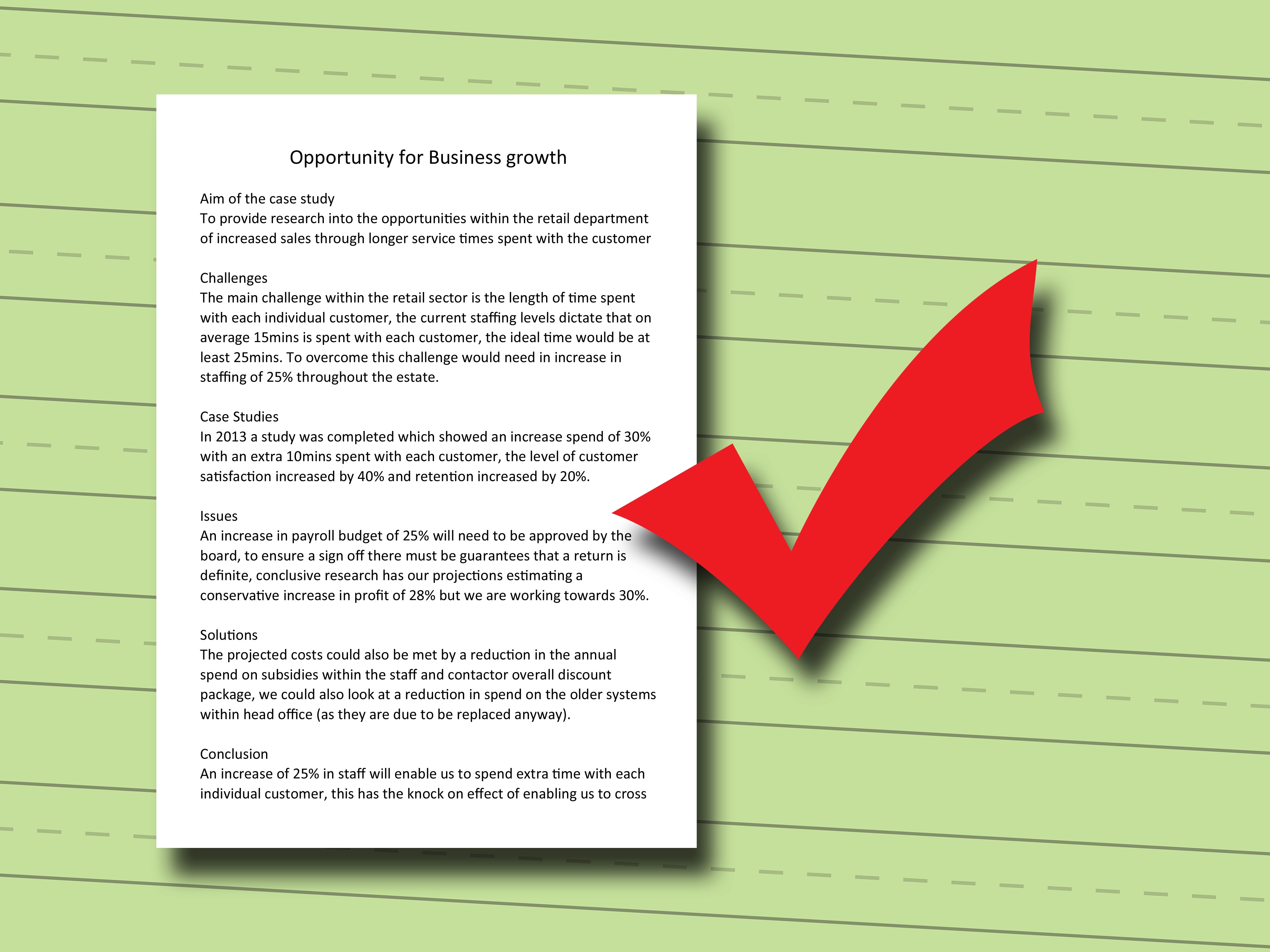A tick mark next to paper - How To Write A Case Study