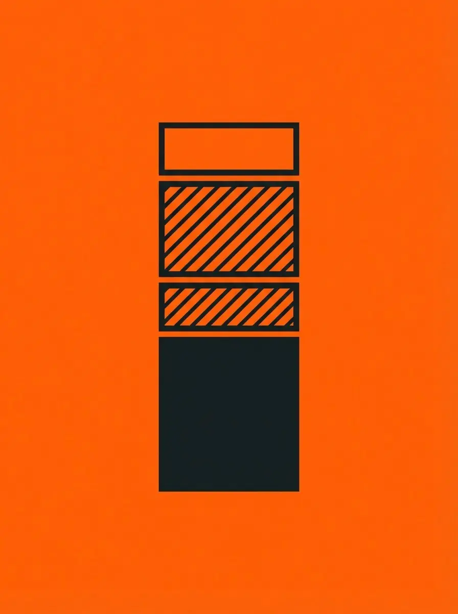 Rectangular blocks with diagonal lines on orange background