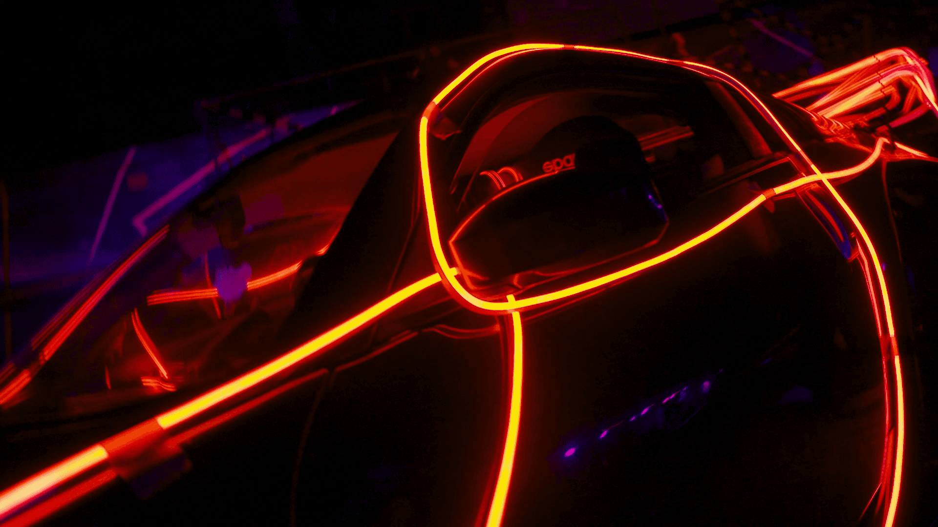 Car in neon at the festival