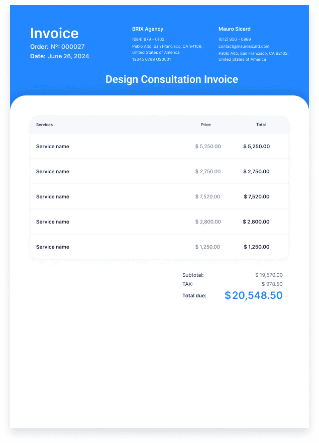 Design Consultation Invoice