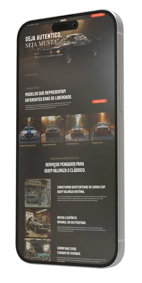 Mobile mockup showing Garage72 website