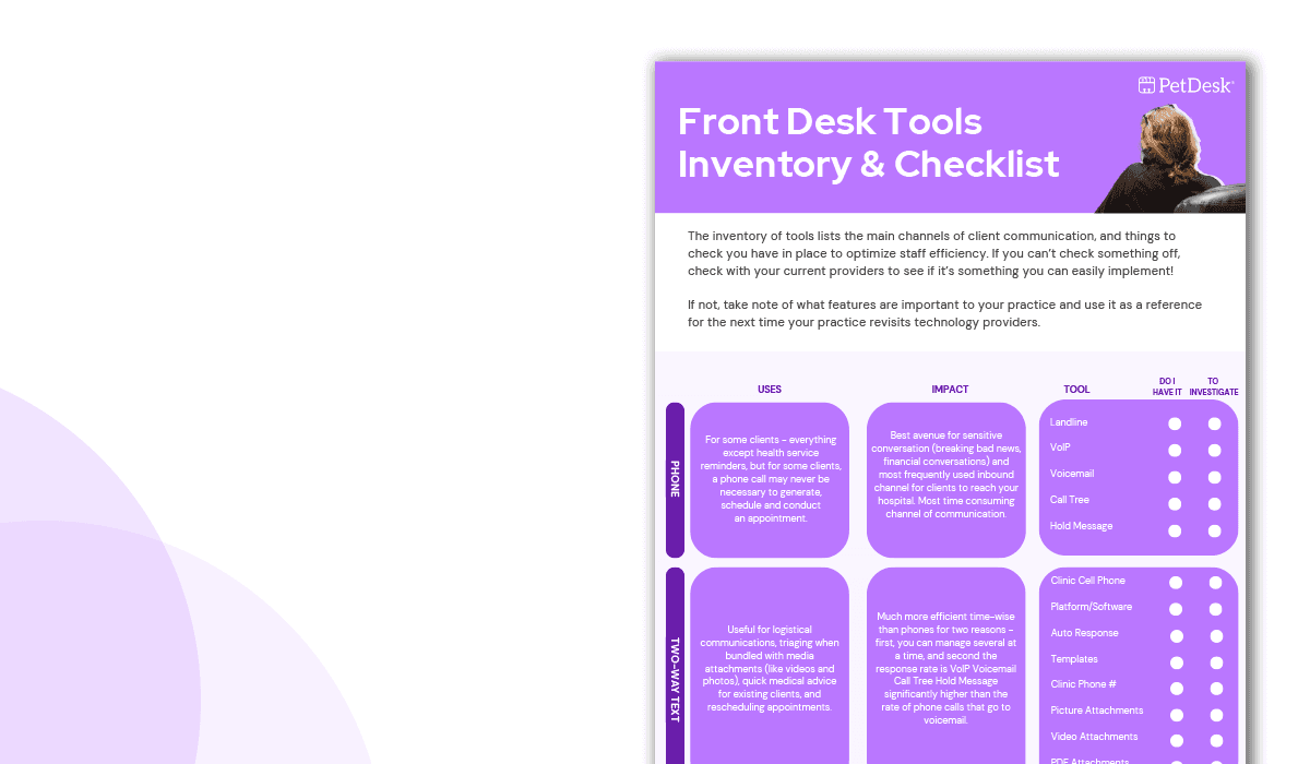 Front Desk Tools Inventory & Checklist|A sneak peak at PetDesk's Veterinary Front Desk Tools & Inventory Checklist