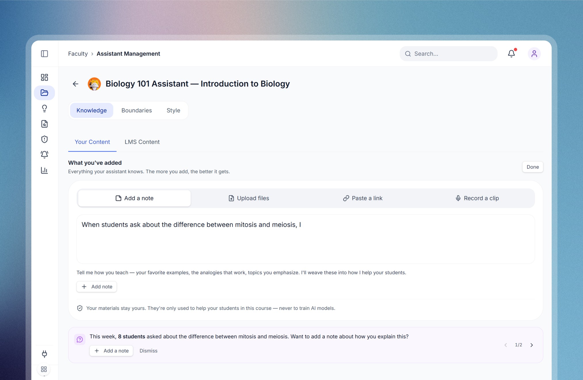 Axio’s Course Builder interface showing drag-and-drop tools and a sample cybersecurity course with modules, assignments, and interactive learning experiences.