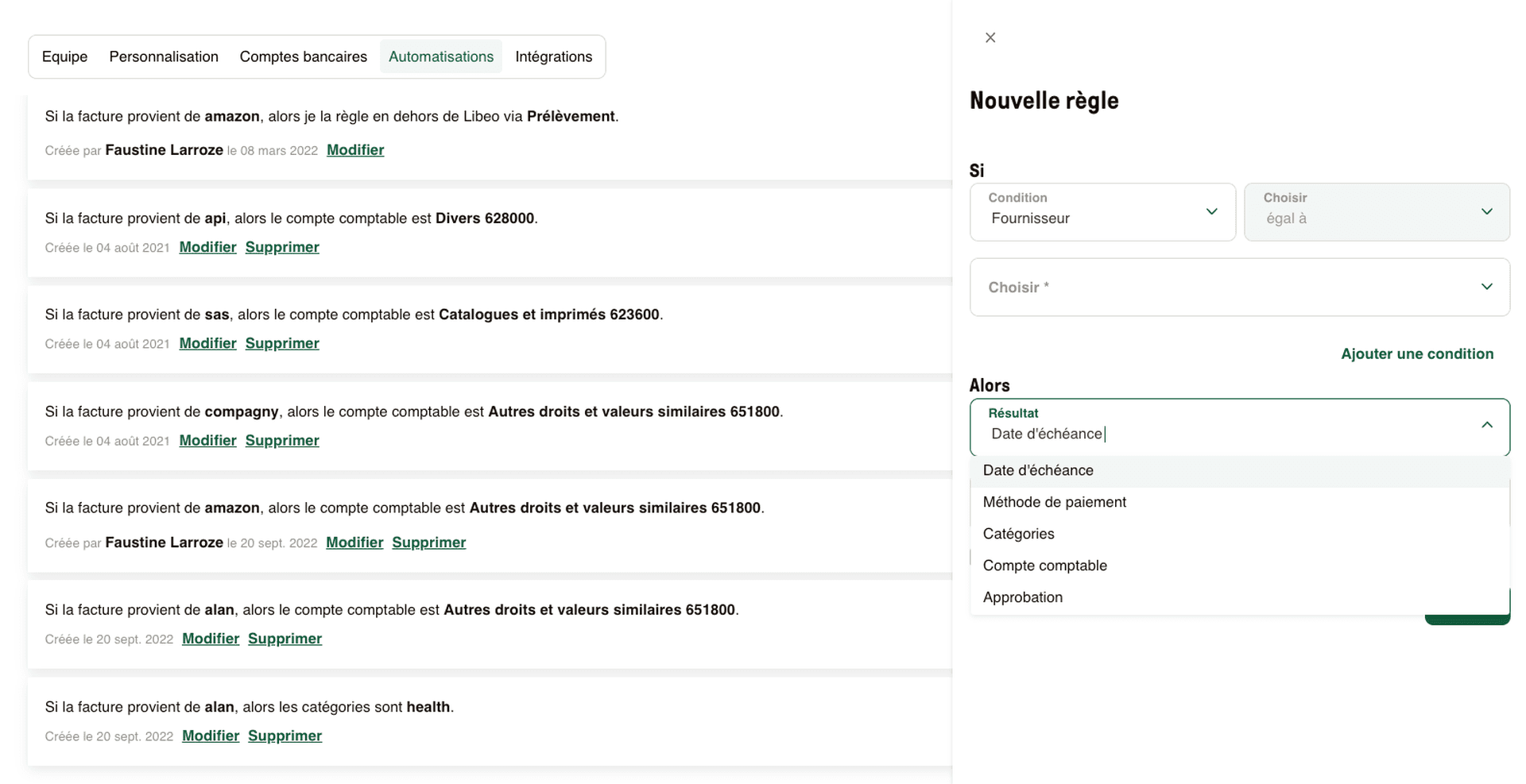 règles d'automatisations