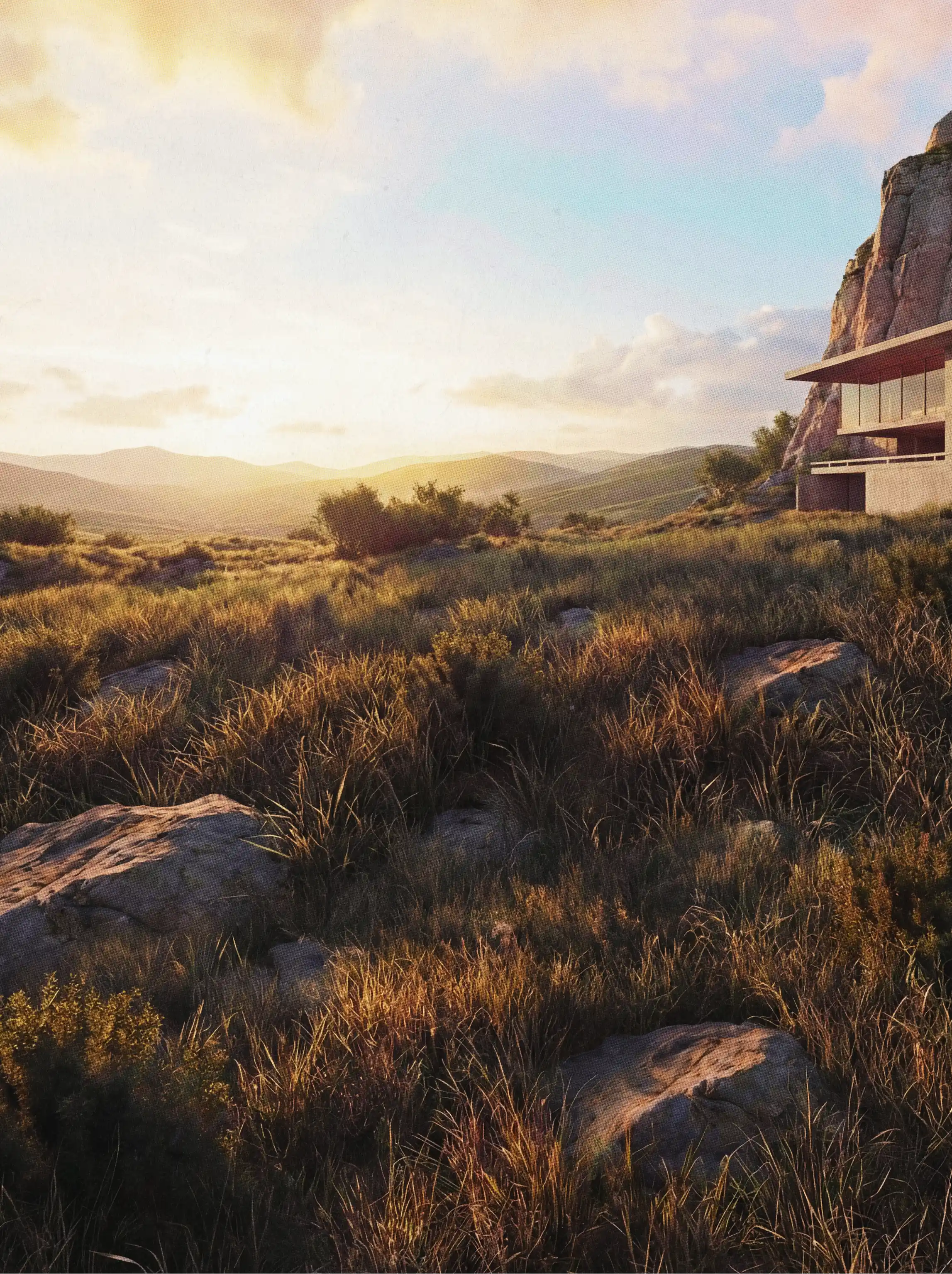 land with sky at sunset