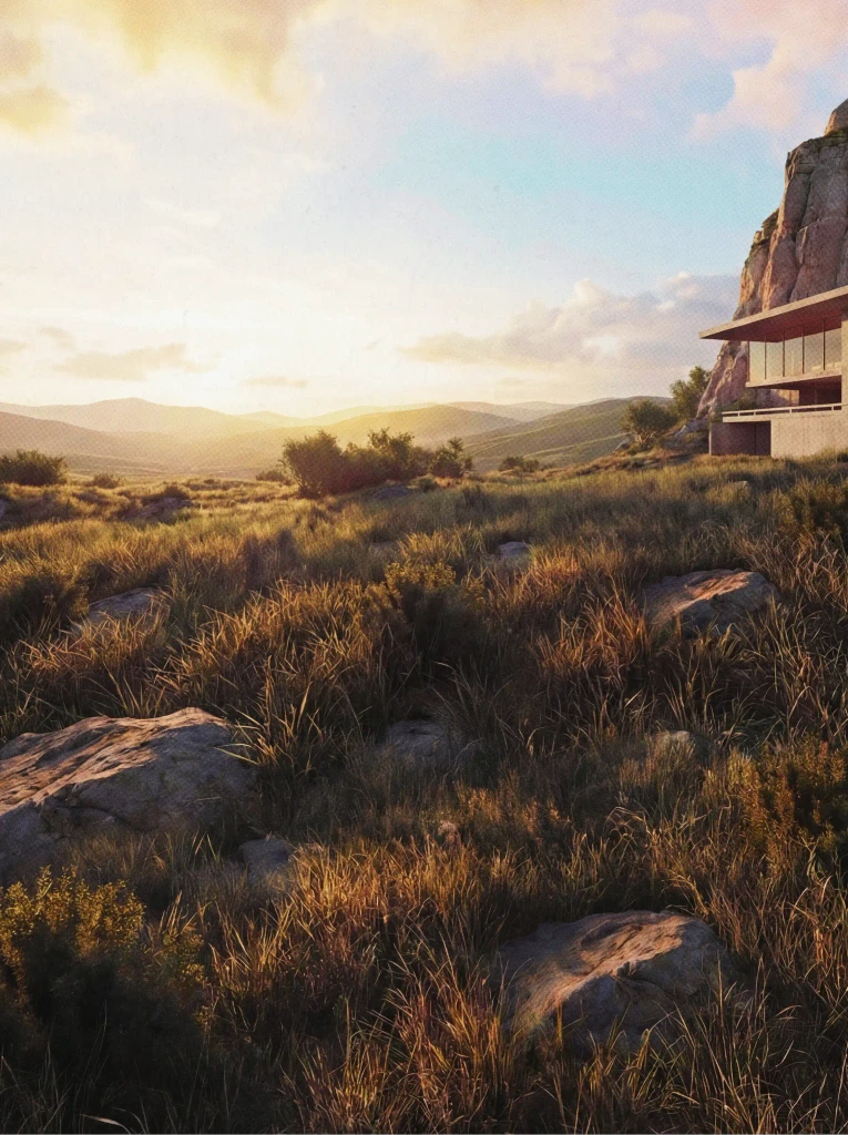 land with sky at sunset