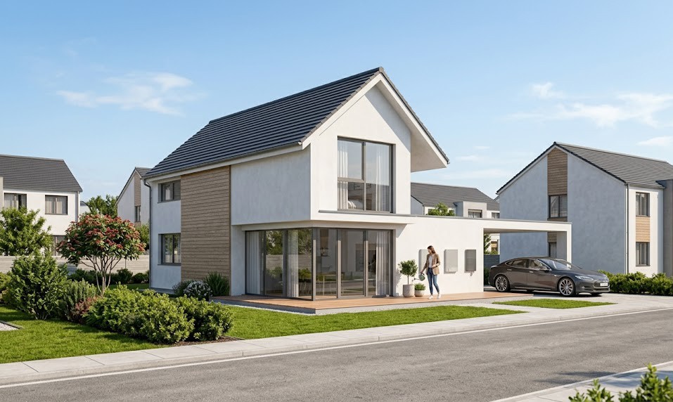 A Man Inspecting a Photovoltaic Panel on the Roof
