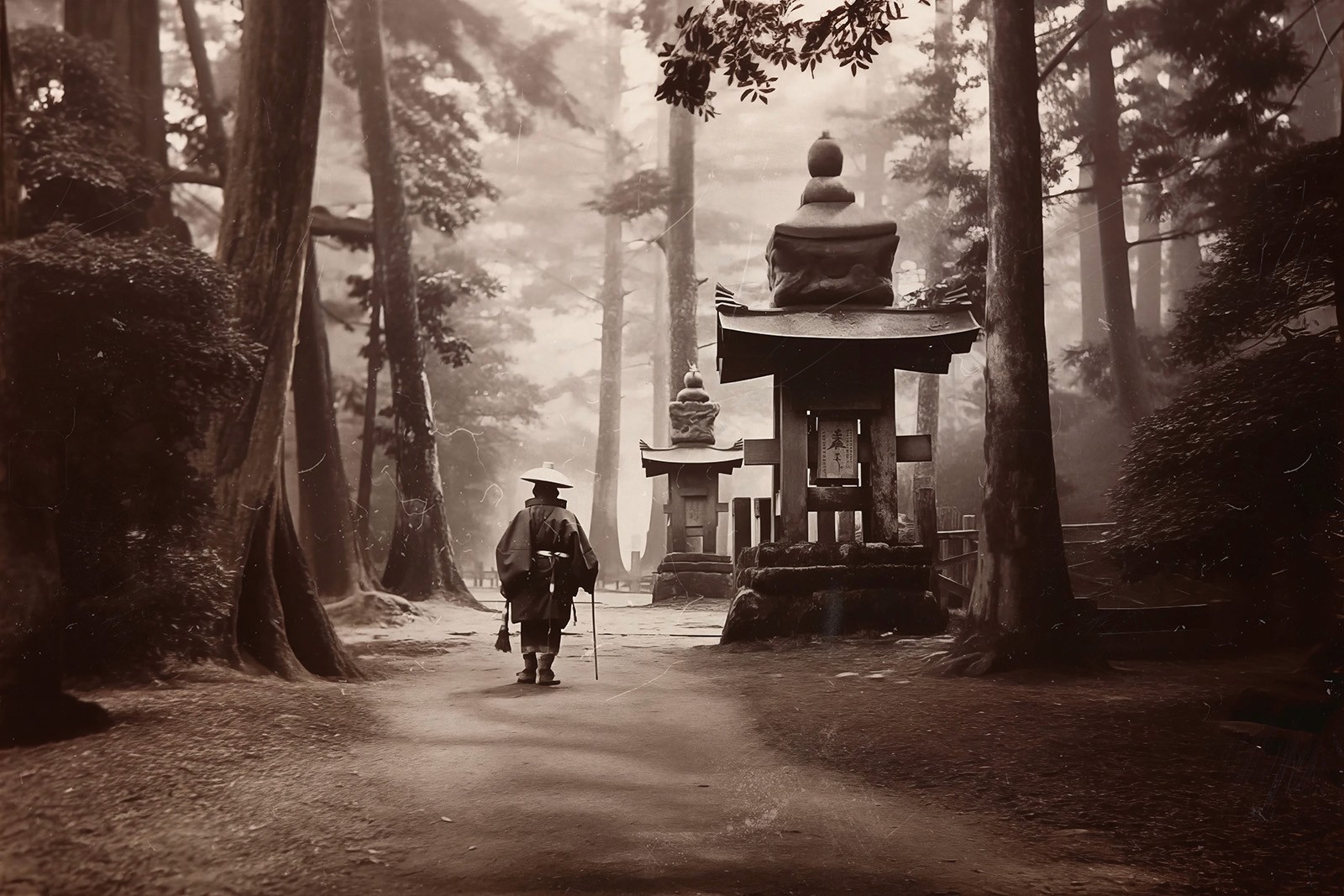 Folk Fable AI film photo of japanese temple