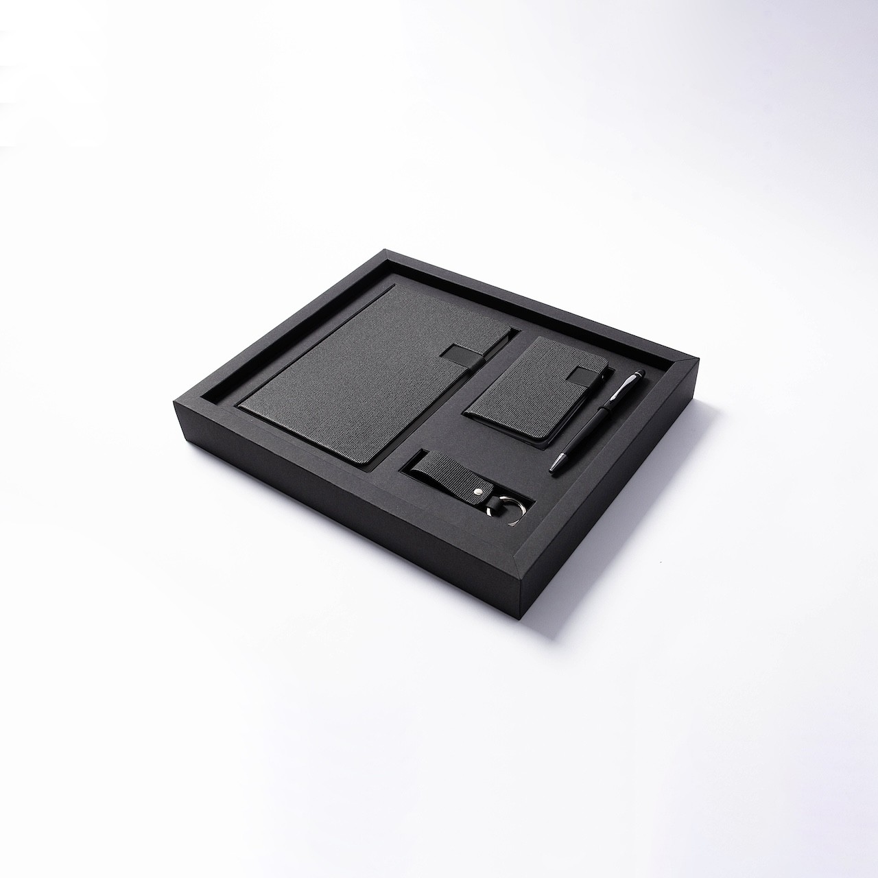 Two-piece executive gift box with custom journal and accessories