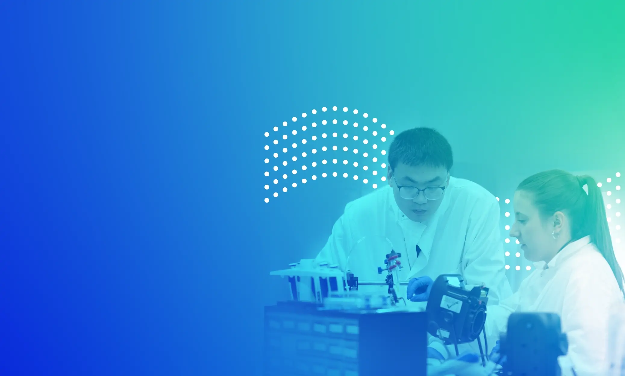 Scientists collaborating in a medical research laboratory