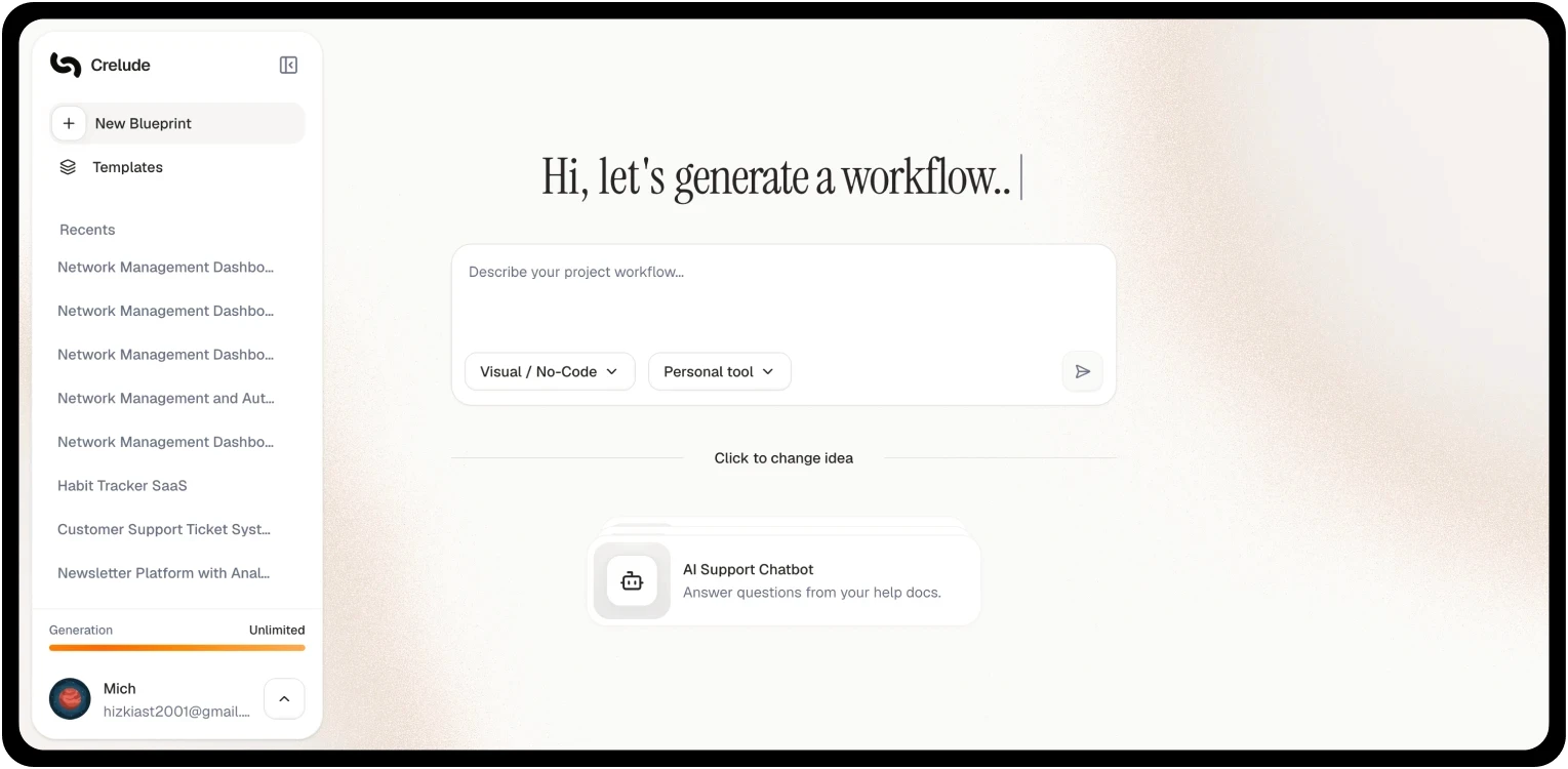 Crelude - Tech Stack Generator