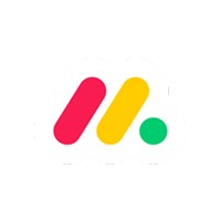 Colorful abstract logo with red, yellow bars and a green dot on white background.