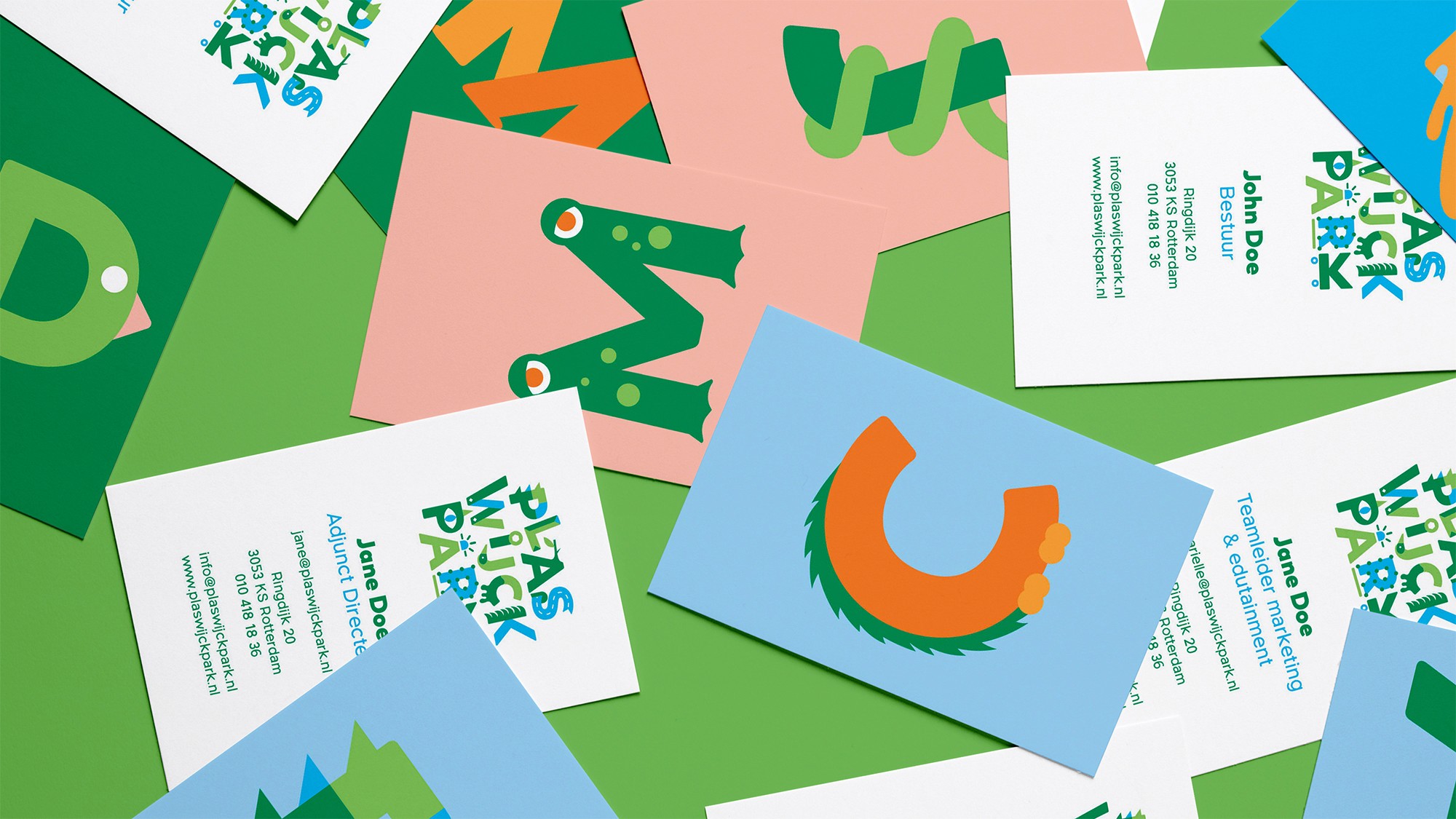 Grafisch ontwerp Plaswijckpark visitekaarten