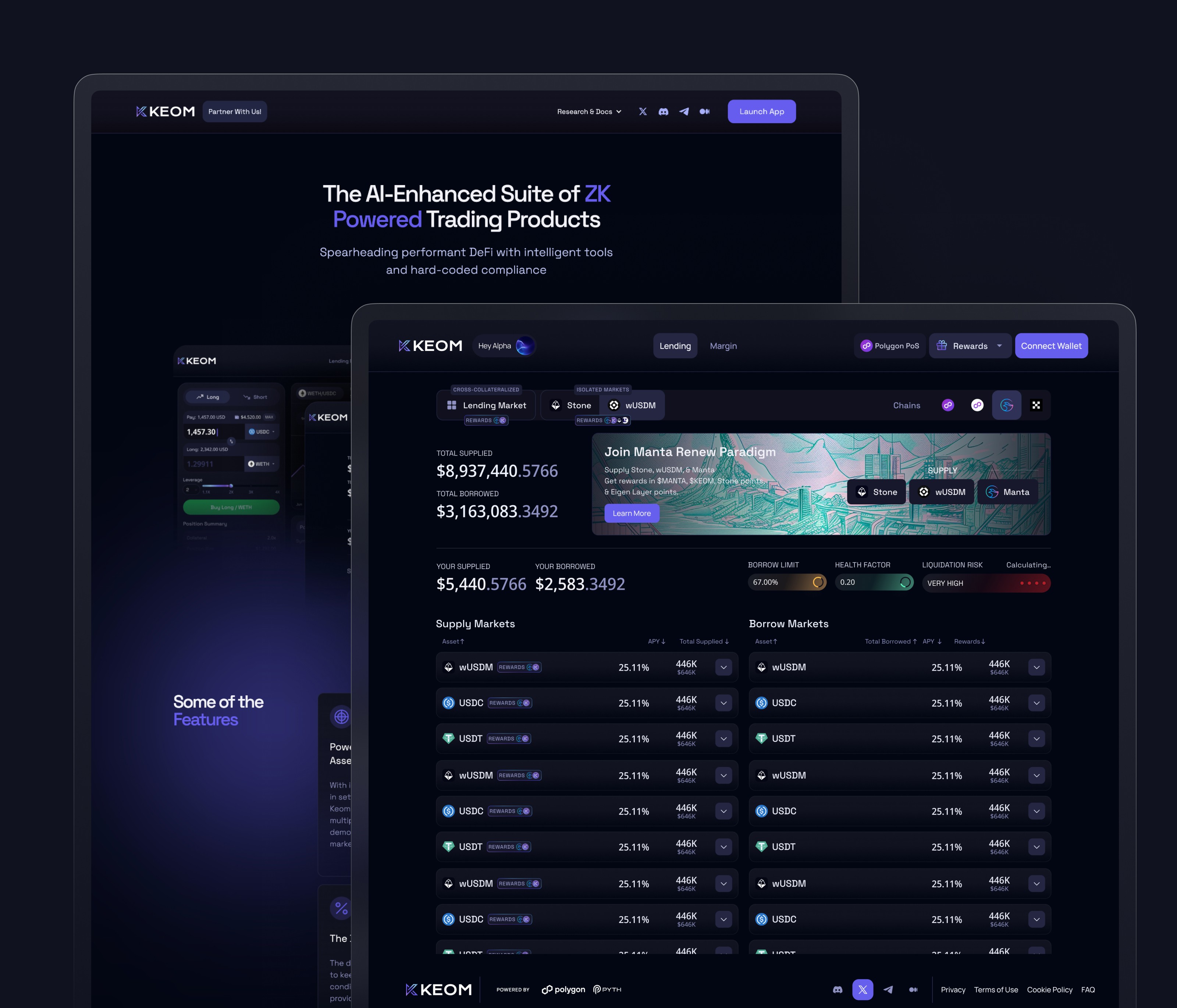 KEOM Protocol Defi lending market webflow development and ui ux design