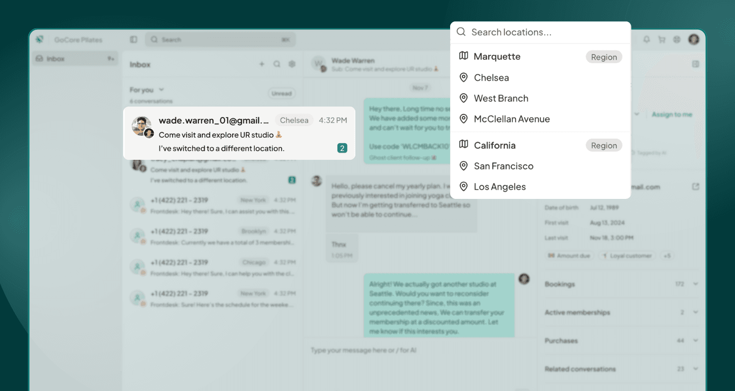 Tasks management and migration for fitness studios