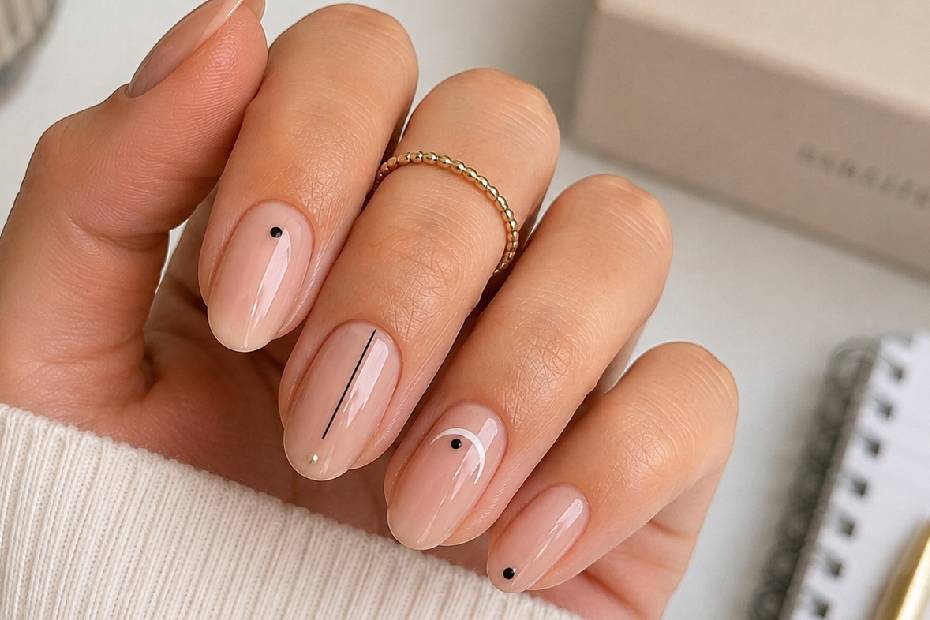 Manicure minimalista de una estudiante durante sus clases Nailu