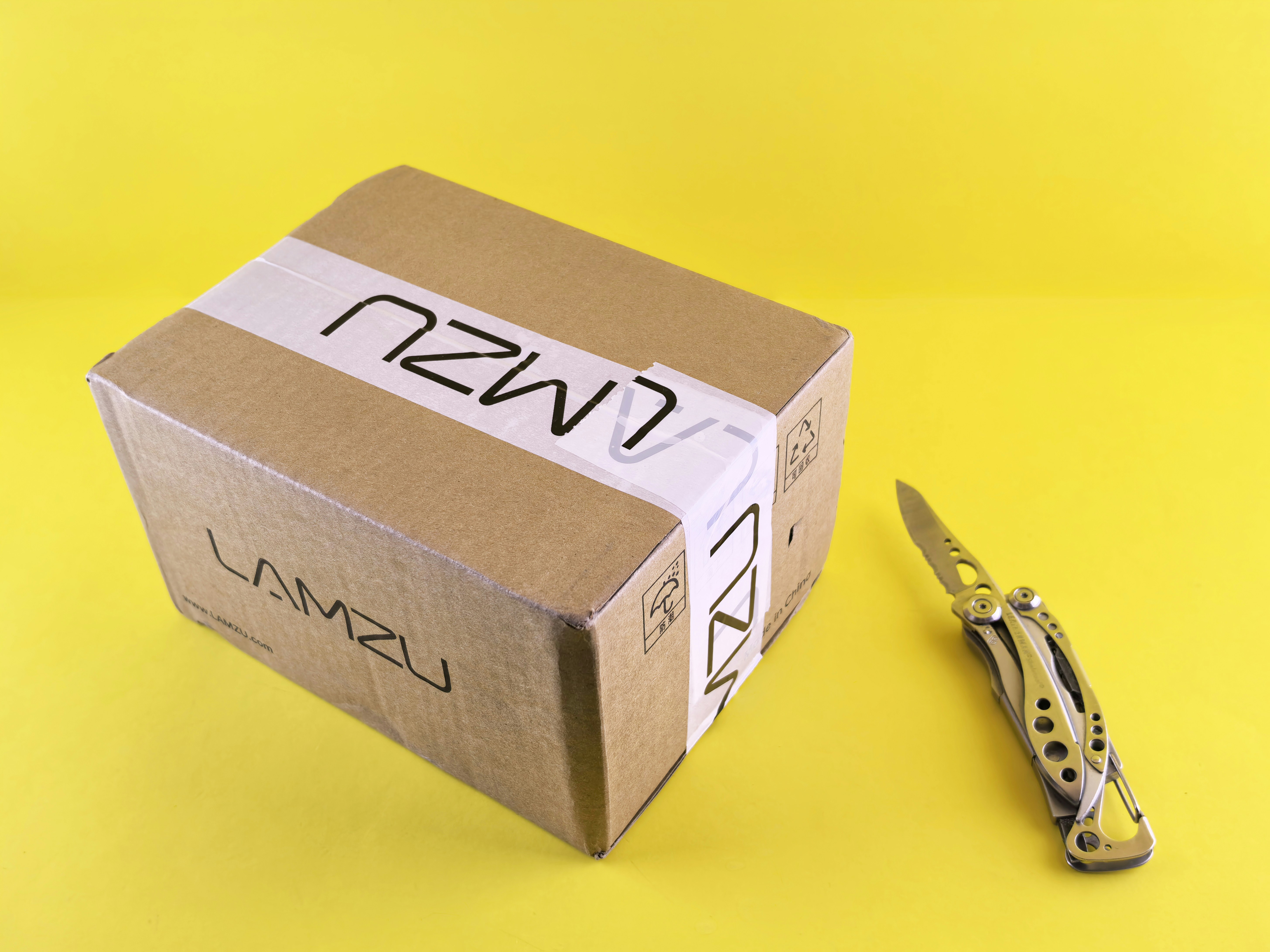 A box with a knife.