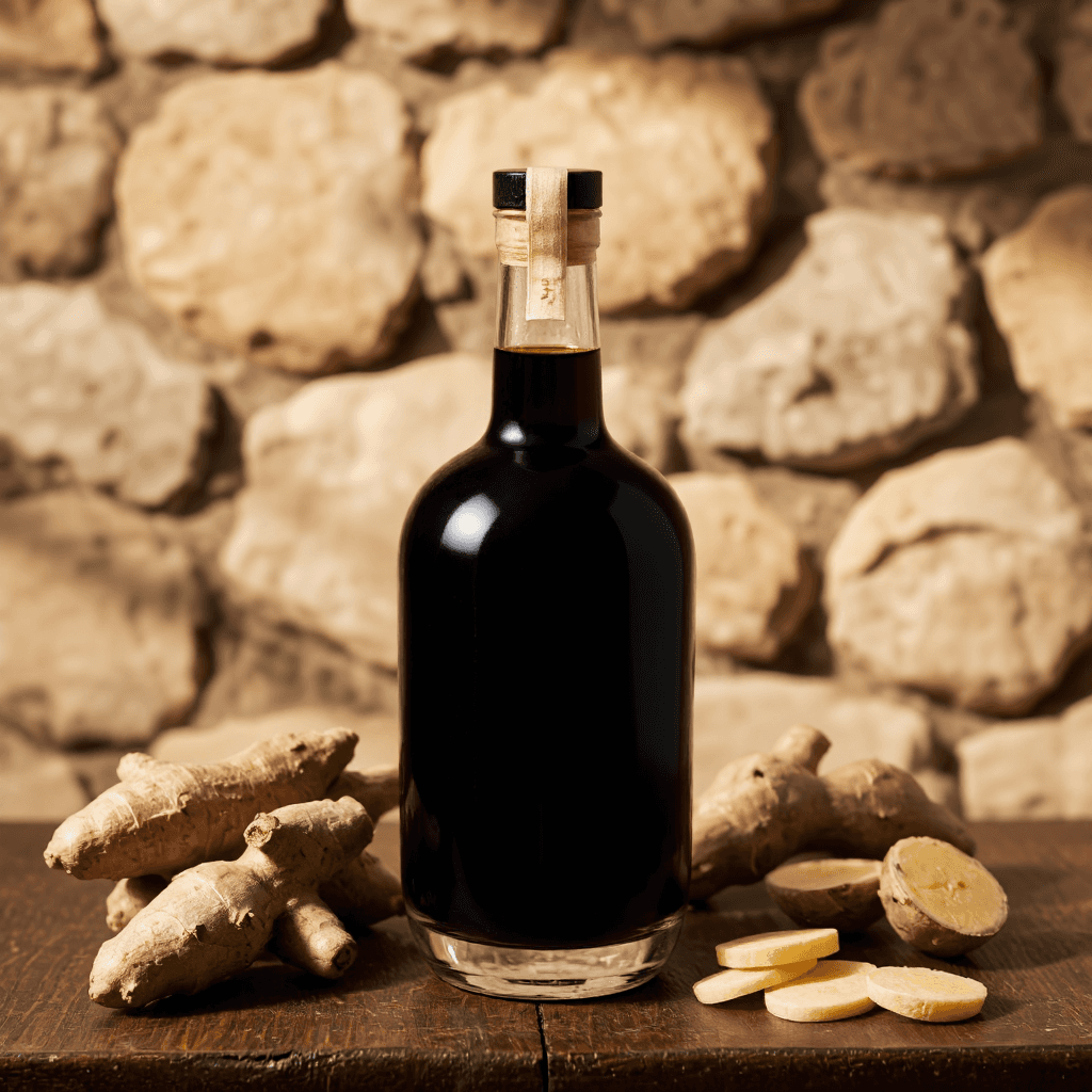product photography of a bottle of ginger liqueur