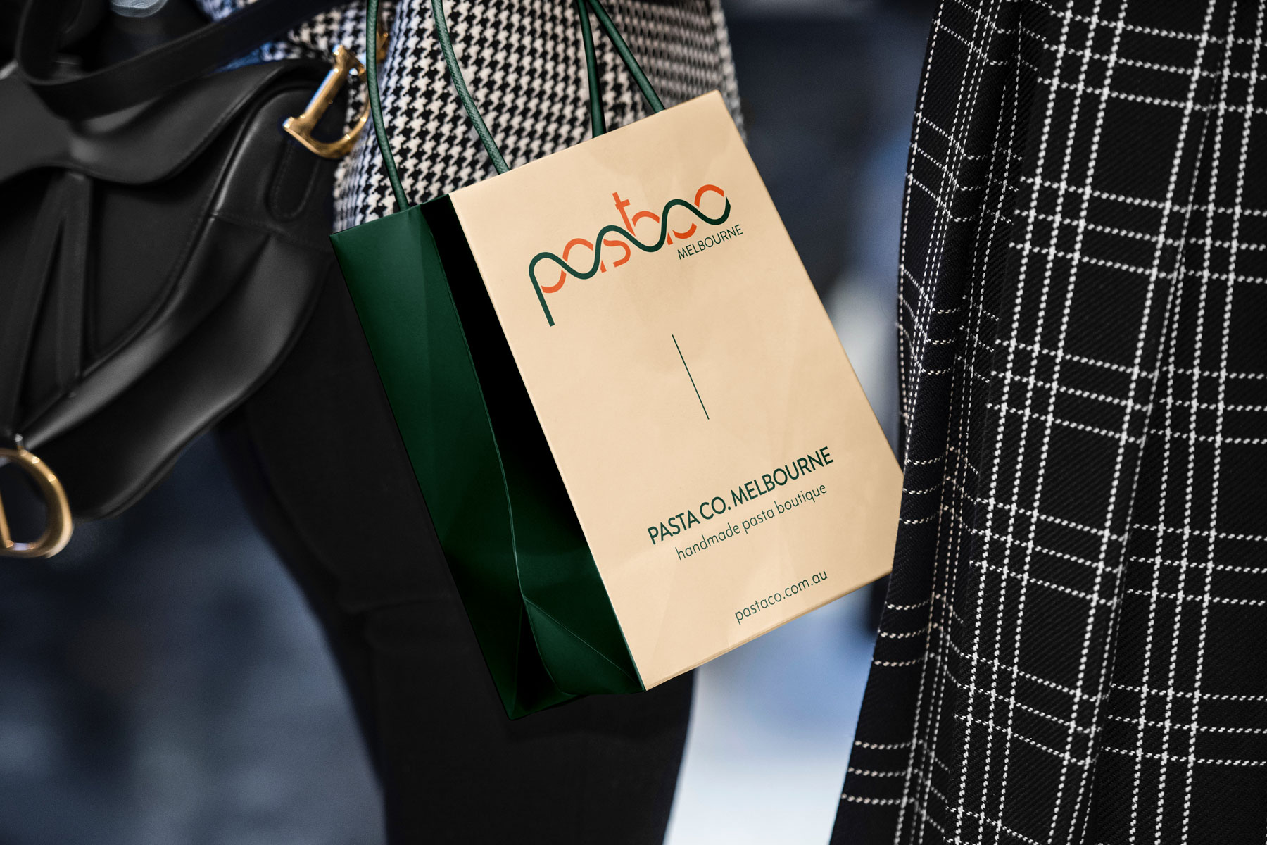 Pasta Co. Melbourne takeaway shopping bag with logo”