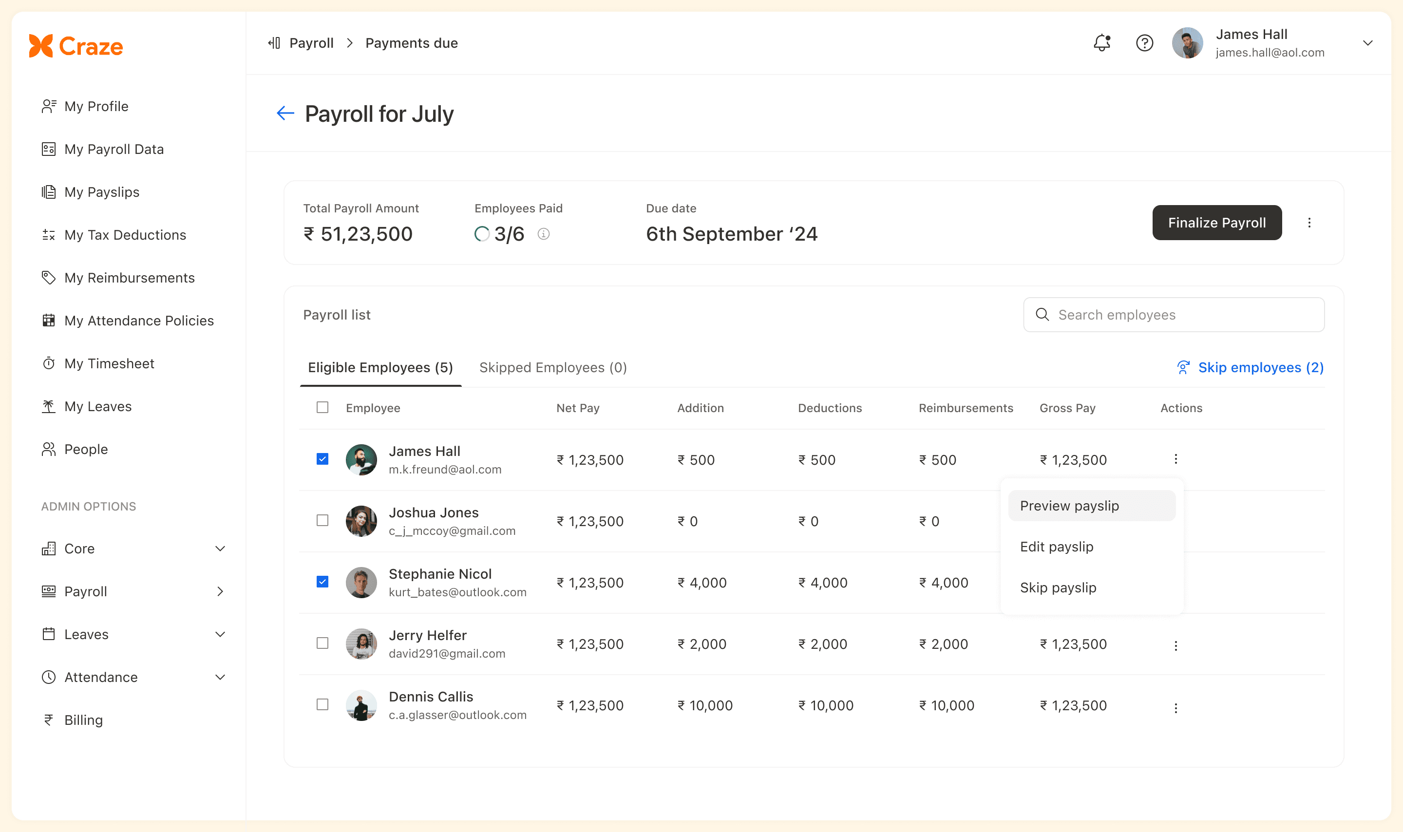 payroll software dashboard